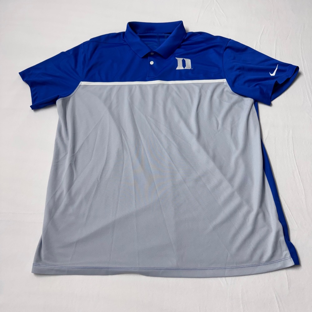Nike Dri-FIT Duke Blue Devils Mens XL Polo Shirt Blue Grey Colorblock Golf Top
